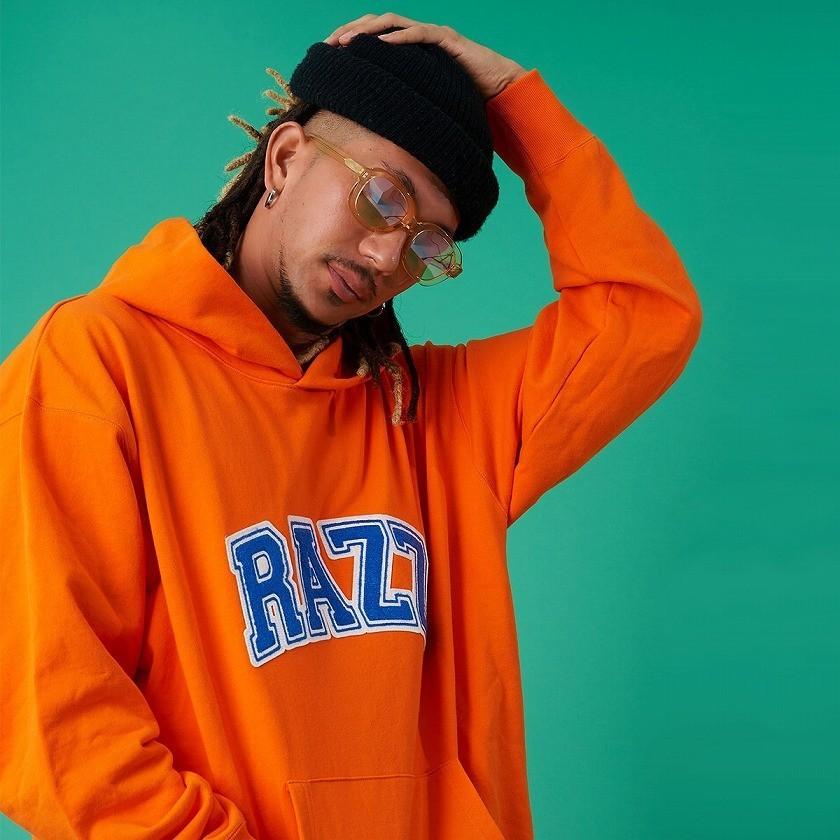 パーカー メンズ スウェット RAZZIS ラズ Pigment patch hoodie 