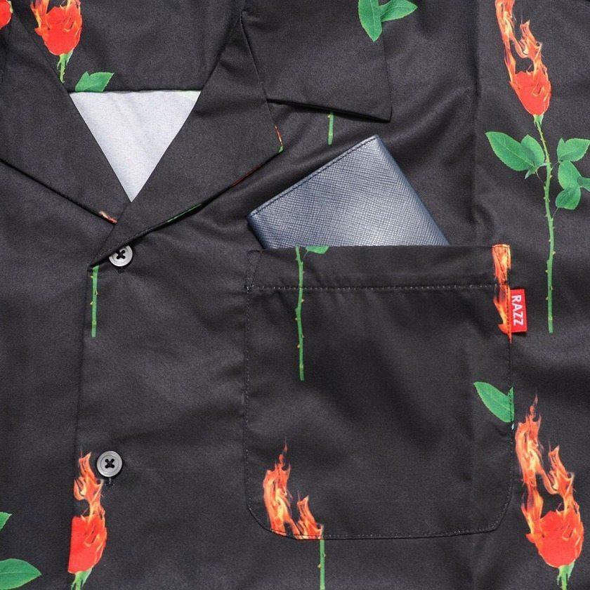 RAZZIS オープンカラーシャツ メンズ 半袖 カジュアルシャツ