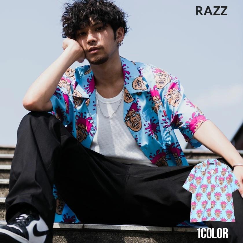 RAZZIS オープンカラーシャツ メンズ 半袖 ラズ おしゃれ RAZZIS オープンカラーシャツ メンズ 半袖 ラズ おしゃれ