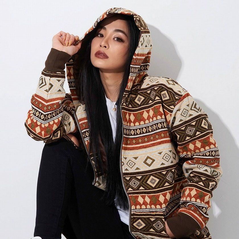 RAZZIS パーカー メンズ ネイティブ柄 ジップアップ ブラウン オレンジ