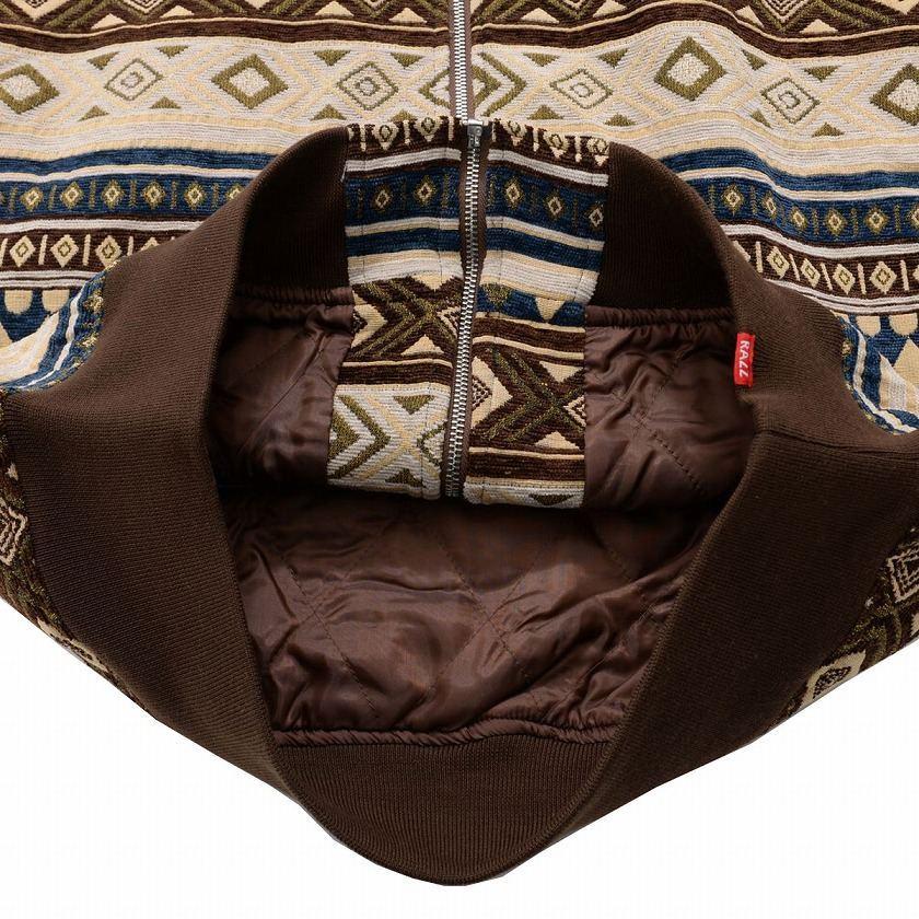 RAZZIS パーカー メンズ ネイティブ柄 ジップアップ ブラウン オレンジ