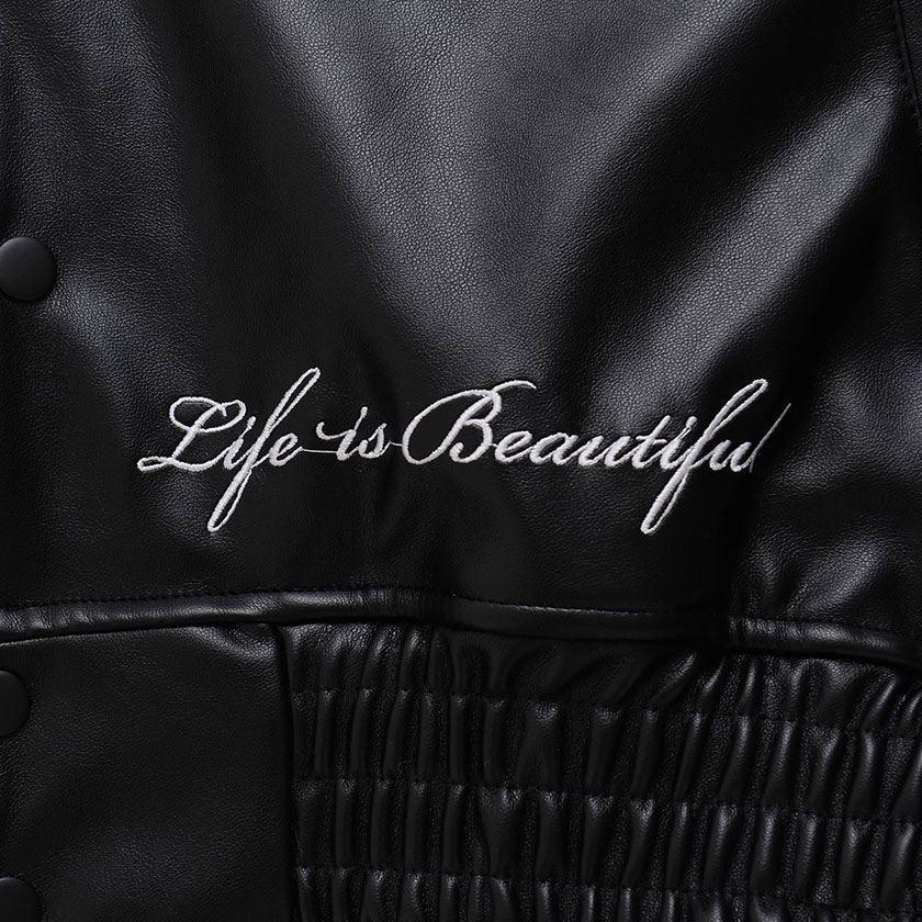 RAZZIS スタジャン メンズ レディース ブルゾン 刺繍 PUレザー