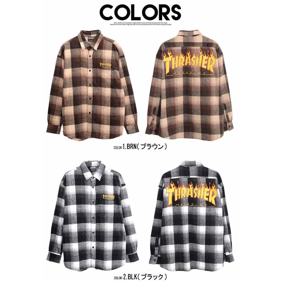 【極美品】MASTER MIND　刺繍ロゴリバーシブルチェックネルシャツ　L　茶 THRASHER（スラッシャー） ネルシャツ メンズ 厚手 長袖 チェック
