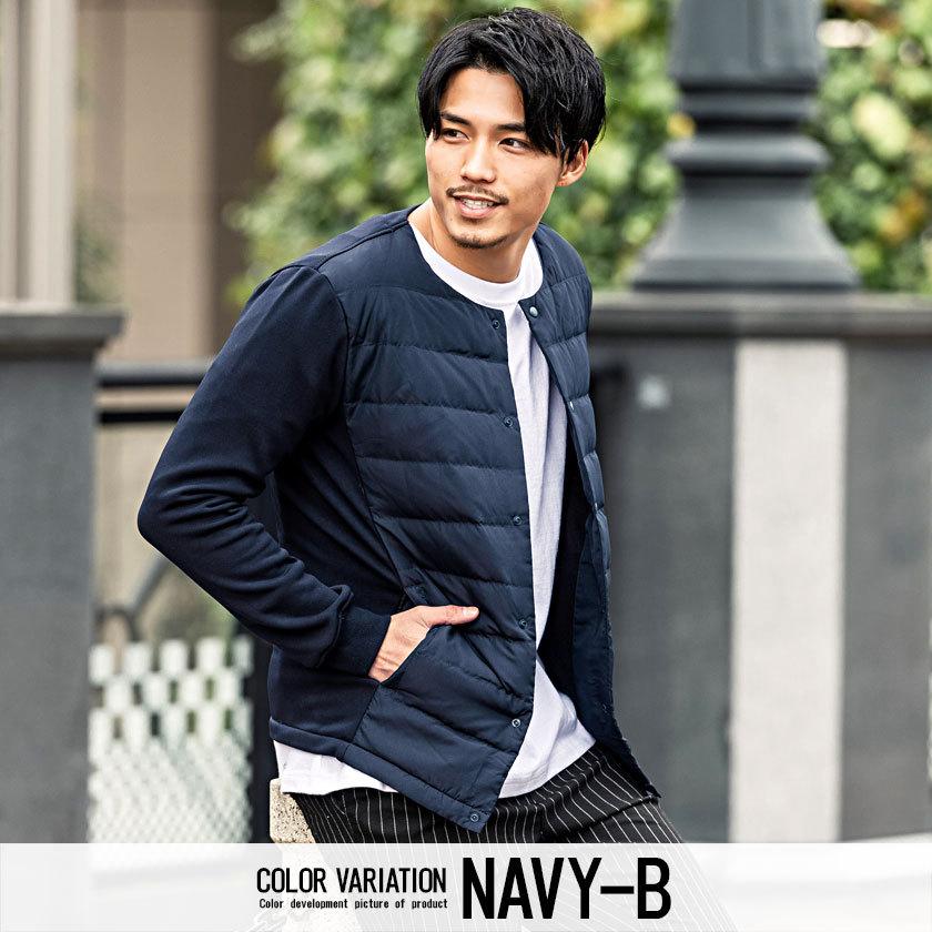 Vicci インナーダウン メンズ アウター ジャケット ノーカラー