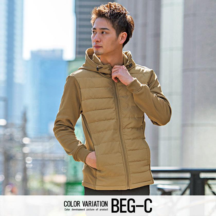 Vicci インナーダウン メンズ アウター ジャケット ノーカラー