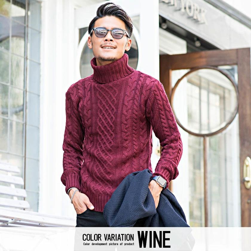 Vicci（ビッチ） ニット メンズ タートルネック セーター 長袖 厚手