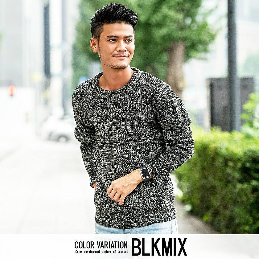 Vicci（ビッチ） ニット メンズ セーター 畦編み クルーネック 厚手