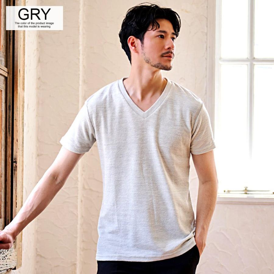Vicci（ビッチ） Tシャツ メンズ 半袖 Vネック 無地 ボーダー柄 薄手