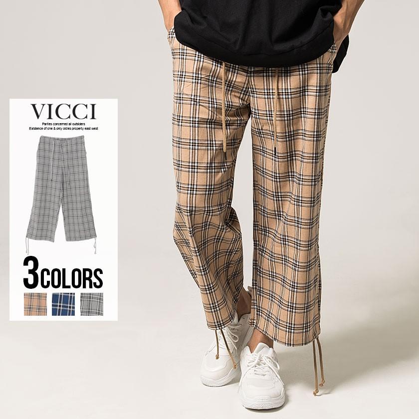 ワイドパンツ メンズ チェック柄 Vicci ビッチ チェック柄ドローコードワイドパンツ 全3色 ゆったり きれいめ ベージュ ネイビー グレー 春 夏 Vire19 24 シルバーバレット 通販 Yahoo ショッピング
