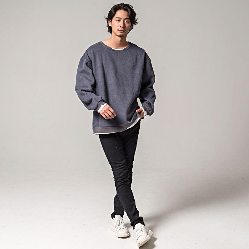 Vicci フェイクレイヤード トレーナー メンズ スウェット 裏起毛