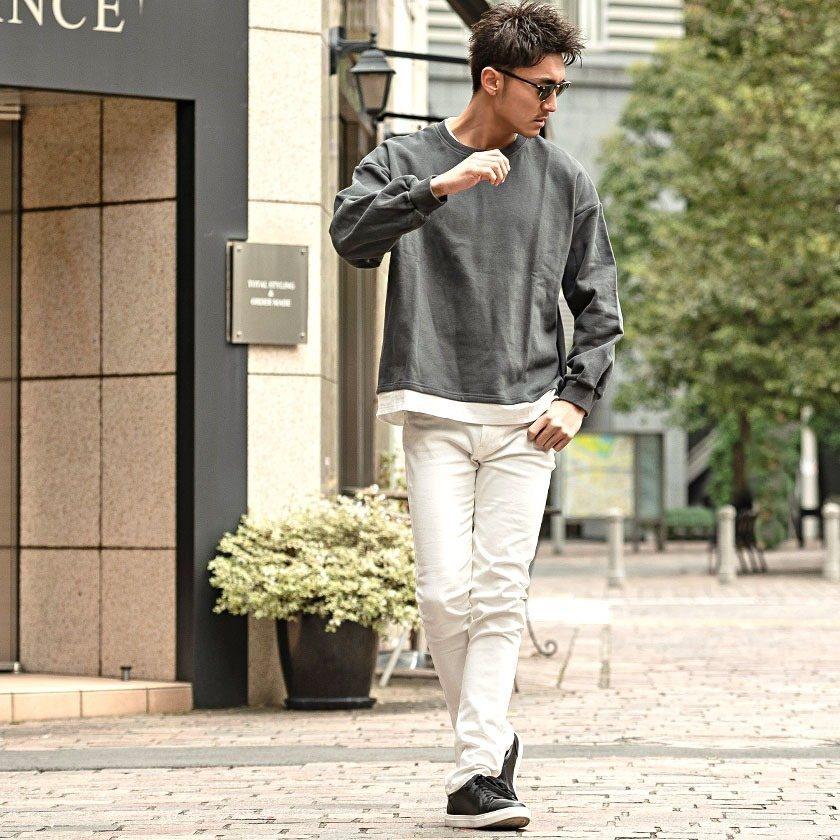 Vicci フェイクレイヤード トレーナー メンズ スウェット 裏毛 クルー