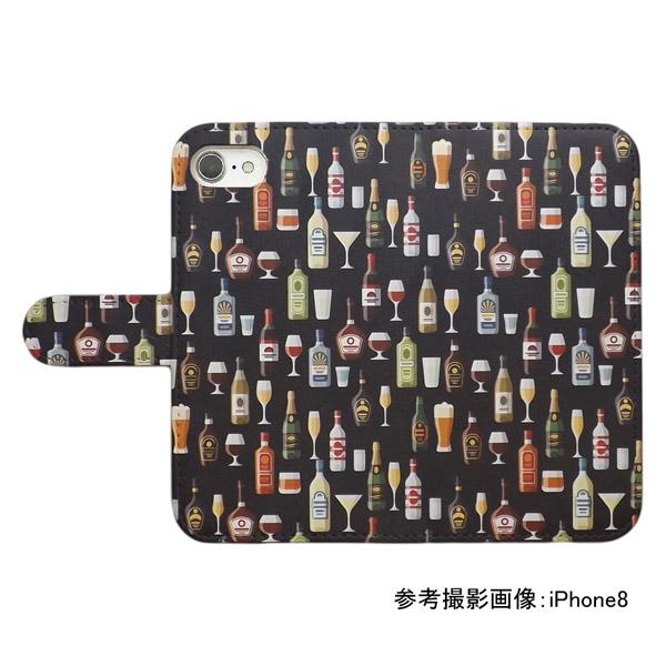iPhone 手帳型 スマホケース プリント 酒 ビール カクテル ワイン