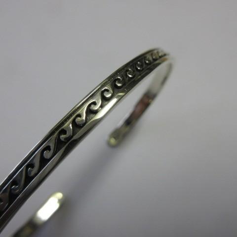 波 シルバー925 バングル メンズML サーファー WAVE BT03ML
