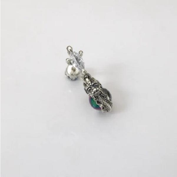 終売品 zocalo ドラゴンクロウ ピアス×1 Dragon Claw Ear Stud : (Black Rutilated Quartz)｜ドラゴン