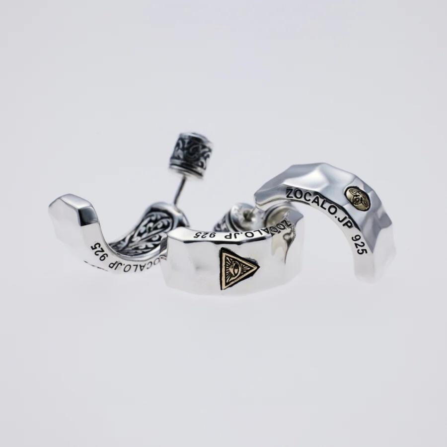 ZOCALO（ソカロ） 槌目 フープ ピアス リーフ Hammered Texture Hoop