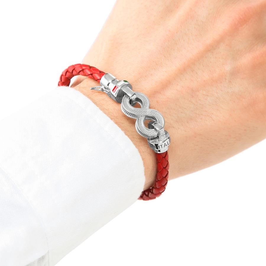 ブレスレット 本革 シルバー925 イタリア製「インフィニート」ブラウン