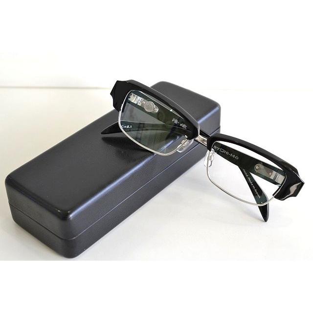 隆織　メガネフレーム　職人手作り　TO-035　サーモント　ブラック　家紋入り