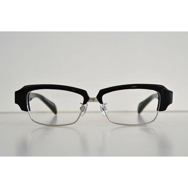 隆織　メガネフレーム　職人手作り　TO-035　サーモント　ブラック　家紋入り 