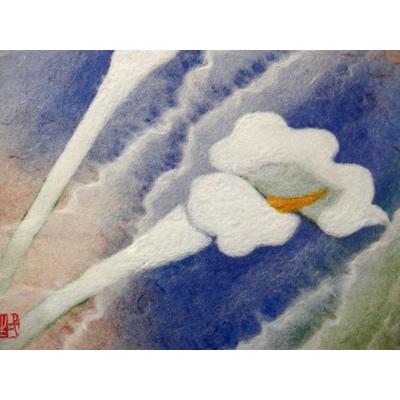 山内一生 「早春」 工藝(小原和紙）3号 額装 花鳥 花 春 : 書画肆