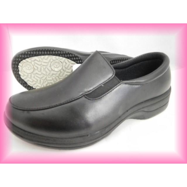 レディースカジュアルシューズ ウォーキング靴 OPL-294-1BK 丸い形が可愛い! 柔らかい合成皮革 幅広 ゆっくり目 黒色 高さ4cm