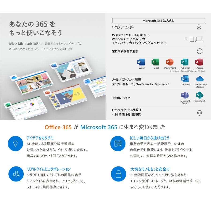 正規版|Microsoft 365 Business Standard(最新 1年版)|Win/Mac/iPad|各5台|ダウンロード版｜simada｜02