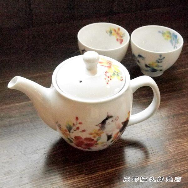 【ギフト】雑貨 食器 花猫ポット茶器セット CAT 湯呑 急須 F |  | 06