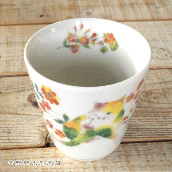 ネコ雑貨 食器 花猫湯呑 湯呑み茶碗 CAT キャット 食器  F |  | 10