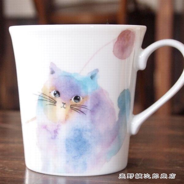 ネコ雑貨 食器 モコ猫マグカップ 青紫猫おすまし ラベンダー CAT キャット 食器  F |  | 04
