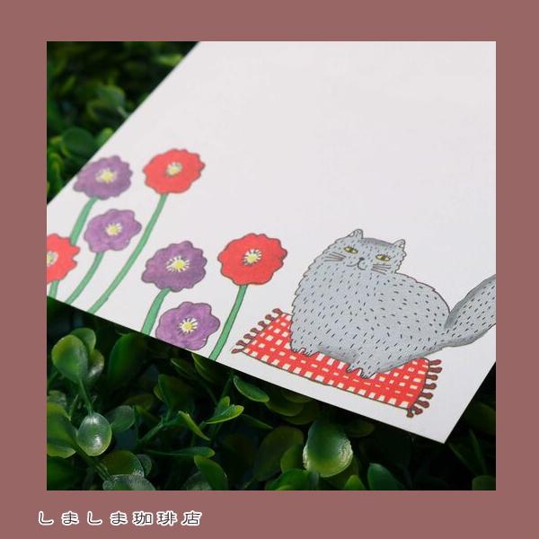 emoemoブロックメモ グレー猫と花 CAT ねこ【レターパックプラス可20個まで・レターパックライト可10個まで・メール便可5個まで】B |  | 02