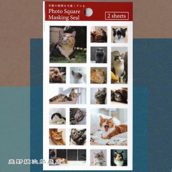 マスキングシール・フォトスクエア 猫【レターパックプラス可40個・レターパックライト可20個・メール便可10個まで】A | 