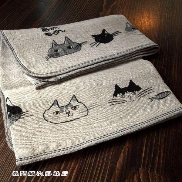 トラネコボンボンリネンガーゼ猫手ぬぐい CAT ねこ【レターパックプラス可20個まで・レターパックライト可10個まで・メール便可5個まで】B |  | 03