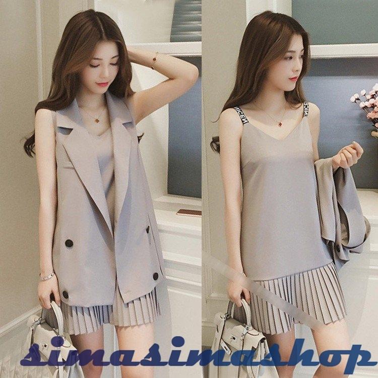 ついに再販開始 ノースリープスーツベスト キャミワンピースプリーツ シフォンスーツセットアップ 春夏 レディース スーツセットアップ 韓国風 40代 上品 大人 オシャレ Ol 通勤 セットアップ サイズ 2xl Www Goldenshoppingcalhau Com Br