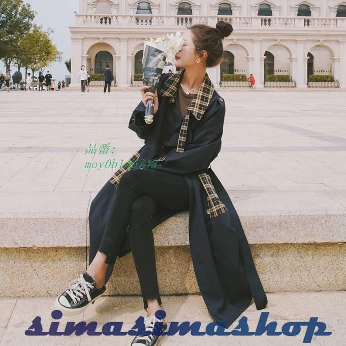アウター レディース コート ロング トレンチコート ミモレ丈 トラッド 大人カジュアル ウインドブレーカー 長袖 ネイビー チェック柄 バイカラー 切り替え 無地 Bw Simasimashop 通販 Yahoo ショッピング