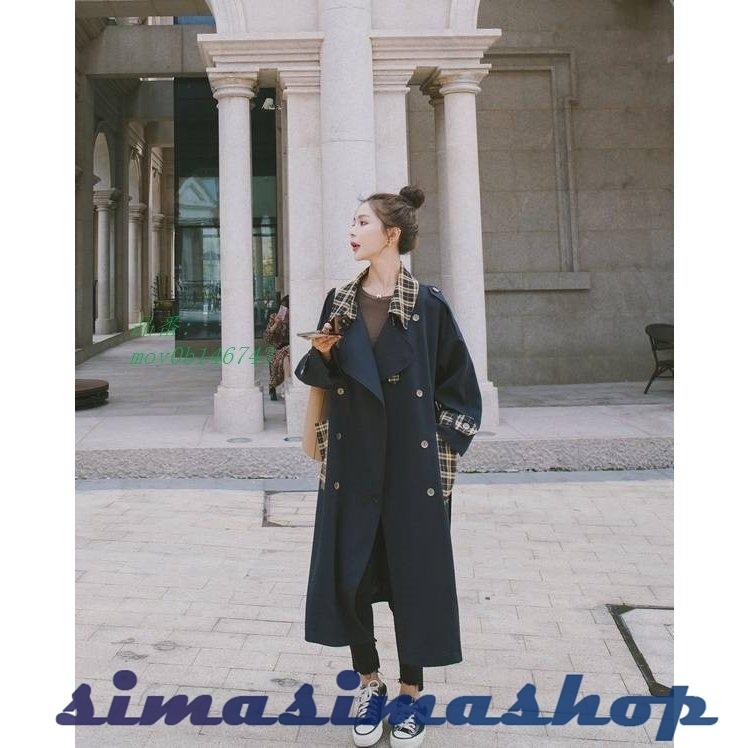 アウター レディース コート ロング トレンチコート ミモレ丈 トラッド 大人カジュアル ウインドブレーカー 長袖 ネイビー チェック柄 バイカラー 切り替え 無地 Bw Simasimashop 通販 Yahoo ショッピング