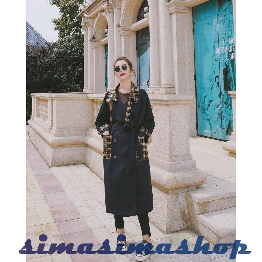アウター レディース コート ロング トレンチコート ミモレ丈 トラッド 大人カジュアル ウインドブレーカー 長袖 ネイビー チェック柄 バイカラー 切り替え 無地 Bw Simasimashop 通販 Yahoo ショッピング
