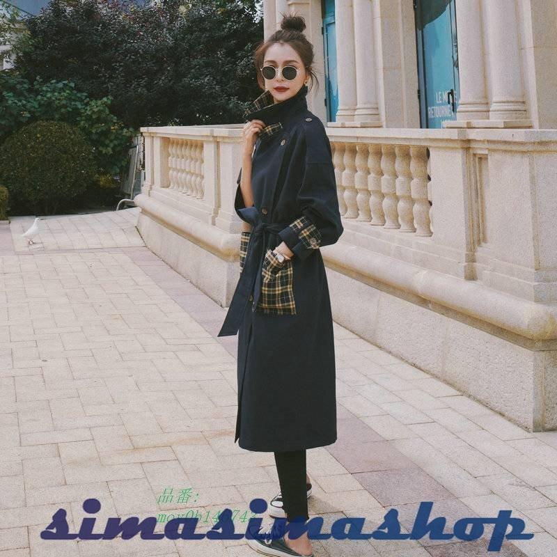 アウター レディース コート ロング トレンチコート ミモレ丈 トラッド 大人カジュアル ウインドブレーカー 長袖 ネイビー チェック柄 バイカラー 切り替え 無地 Bw Simasimashop 通販 Yahoo ショッピング