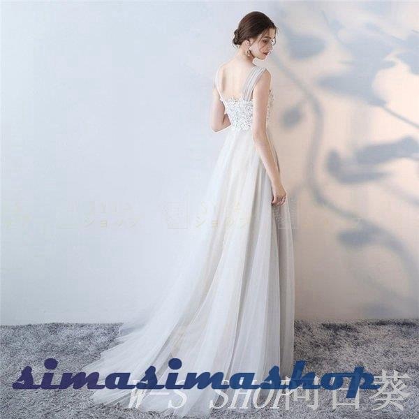 パーティードレスウエディングドレス二次会花嫁aライン白ロングドレスチュール結婚式演奏会お呼ばれ新年会卒業式成人式お呼ばれレースフォーマル 在庫あり 即出荷可