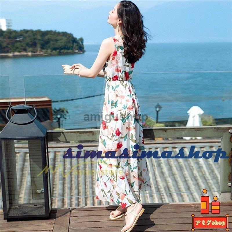 ワンピース レディース ノースリーブ マキシ丈ワンピース ゆるワンピース 夏ワンピース リゾートワンピース プリント 代30代40代50代 カジュアル お出かけ 値段が激安
