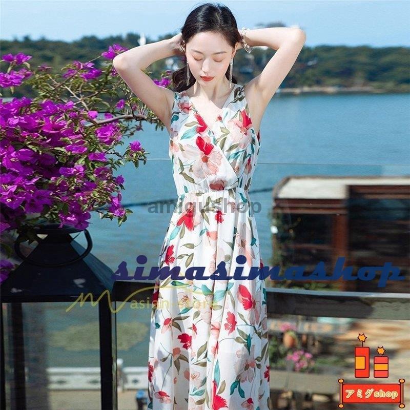 ワンピース レディース ノースリーブ マキシ丈ワンピース ゆるワンピース 夏ワンピース リゾートワンピース プリント 代30代40代50代 カジュアル お出かけ 値段が激安