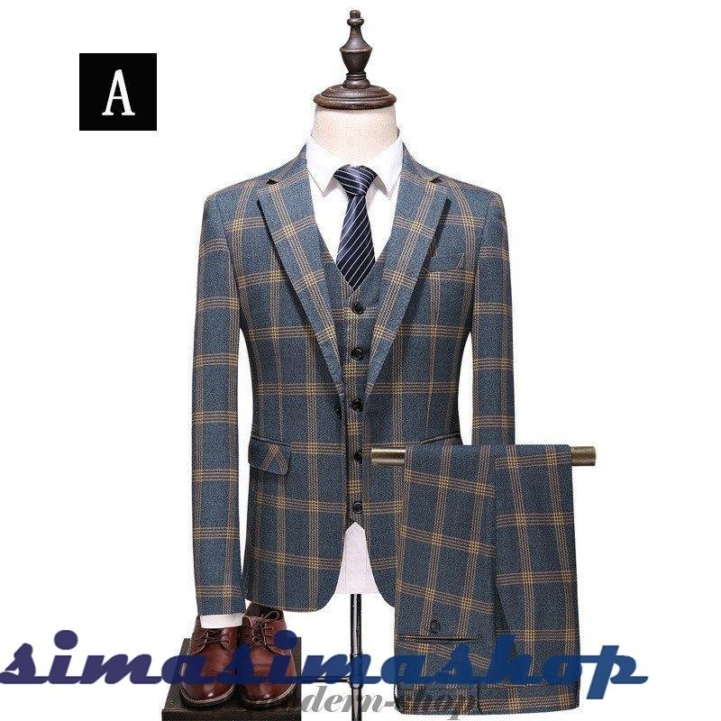 46 割引 一つ目の項目を先に選択してください 2xl 3xl 4xl 5xl L M S Xl定番 メンズスーツ3ピーススーツビジネス スーツチェック柄1つボタンメンズスリムスーツ男性用1791 ビジネス フォーマル メンズファッション 一つ目の項目を先に選択してください
