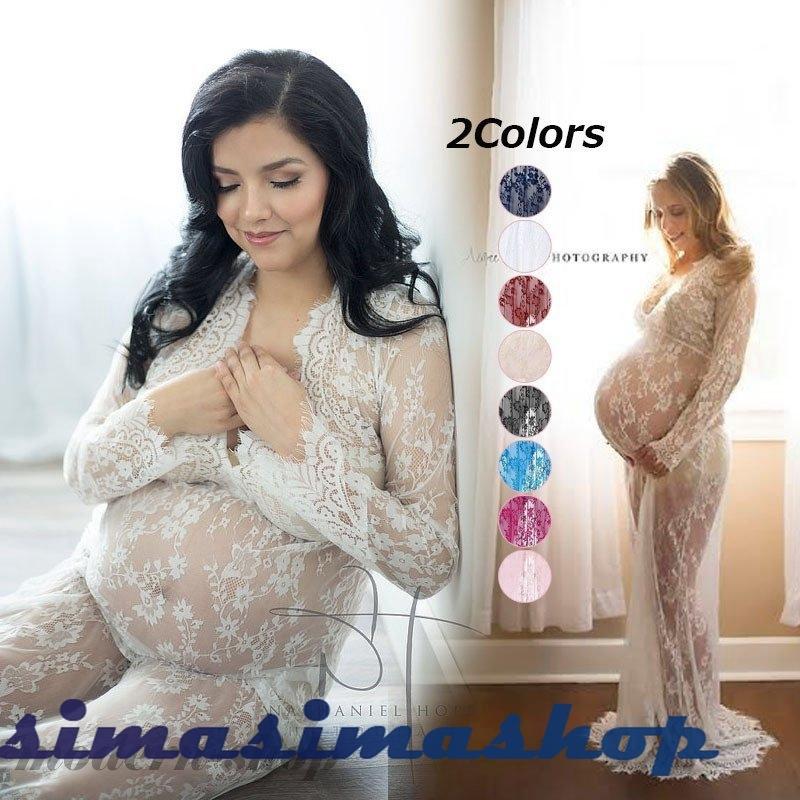 マタニティドレス マタニティフォト マキシワンピ 記念写真 ホワイト ブラック ワンピース マタニティ レース 刺繍 半袖 Vネック おしゃれ フラワー Bw Simasimashop 通販 Yahoo ショッピング