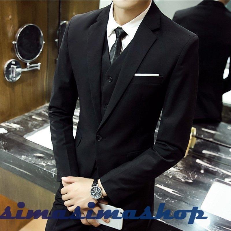 メンズ 3ピーススーツ スーツセットアップ ビジネススーツ 上下セット 三点セット フォーマル 黒スーツ 細身 紳士服 卒業式 大人式 結婚式 通勤 S 6xl Bw Simasimashop 通販 Yahoo ショッピング