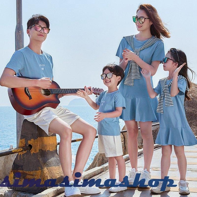 親子コーデ 親子 ペアルック 夏 メンズ パパママと子供お揃い レディース ワンピース Tシャツ 親子ワンピース Tシャツ キッズ 男の子 女の子 ペアルック Bw Simasimashop 通販 Yahoo ショッピング