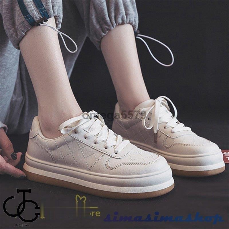 厚底スニーカー シューズ 靴 レディース おしゃれ 厚底 スニーカー カジュアルシューズ 白 ホワイト ブルー Pu革 ローカット 日常感 レトロ風 シンプル Kh Simasimashop 通販 Yahoo ショッピング