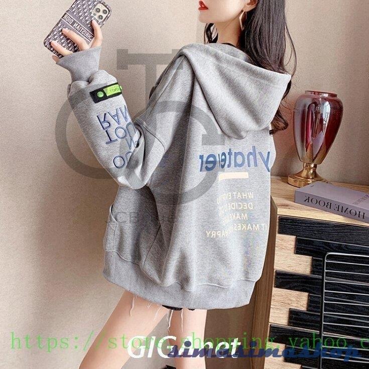 パーカー レディース 白 ロングパーカ 秋 ジップアップ フード付き 刺繍 アウター 韓国風 40代 30代 体型カバー Kh Simasimashop 通販 Yahoo ショッピング