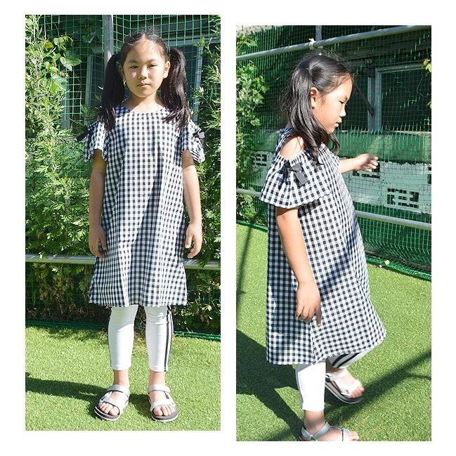 ワンピース オフショル オフショルダー 薄手シャンブレー 薄手デニム ギンガムチェック ヒッコリー 子ども こども ガールズ 140cm 150cm 160cm Sh9 2624 26 シメファブリック 通販 Yahoo ショッピング