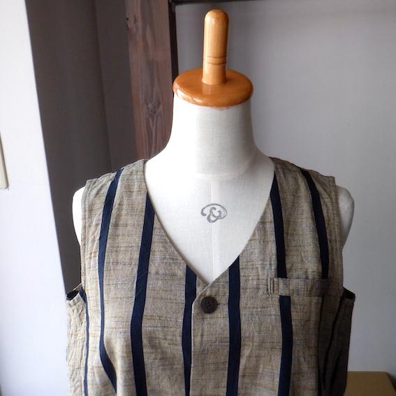 新品●ヤンマ産業●ノースリーブブラウス●ショート丈●ゴールド●会津木綿 YAMMA ヤンマ産業 会津木綿ジレ風ワンピース AGL-OP 2 colors : Simon