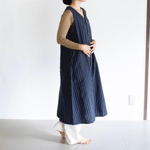 YAMMA ヤンマ産業 会津木綿ジレ風ワンピース AGL-OP 2 colors : Simon