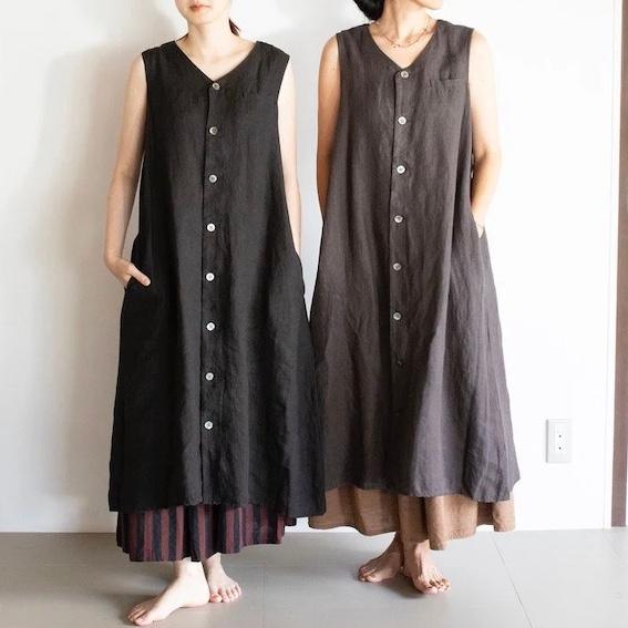 20日迄 未使用品YAMMA ヤンマ産業 綾リネン ジレ風ワンピース YAMMA ヤンマ産業 綾リネン ジレ風ワンピース LGL-OP 3 colors : Simon