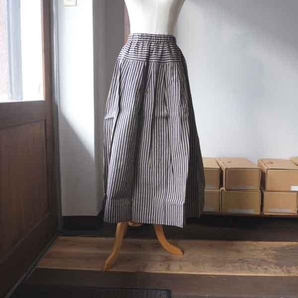 【再入荷】YAMMA ヤンマ産業 会津木綿 tac-sk-10 タックスカート 丈+10cm 縞 5 colors | 